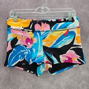 DSG Black Multi Floral Stretch Color Swim Pants Boy Shorts M Medium
